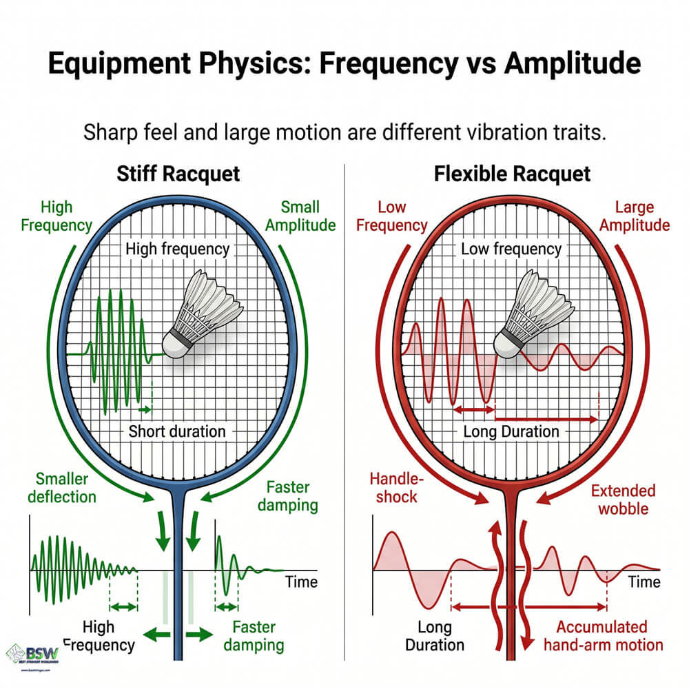 Badminton stringer explaining racquet stiffness vibration and damping