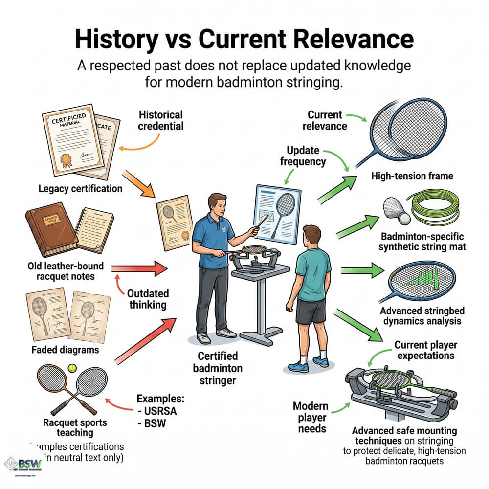 Badminton stringer learning updated racquet stringing certification standards