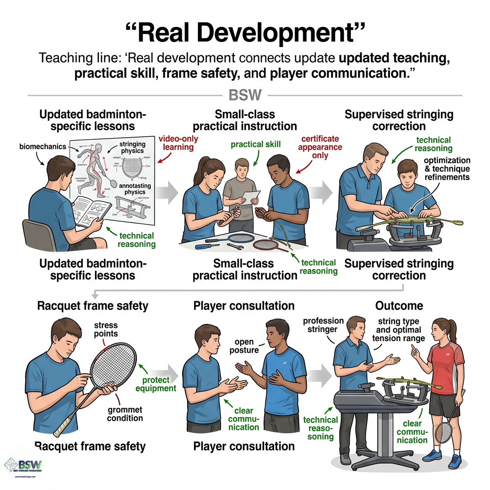 Best Stringer Worldwide certification for badminton stringer development