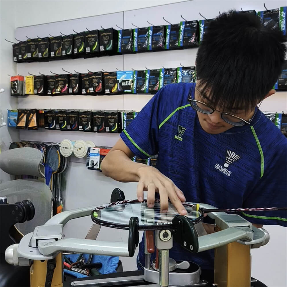 Chan Jia Yi, Ivan mastering badminton stringing techniques at BSW course in Singapore BSSG