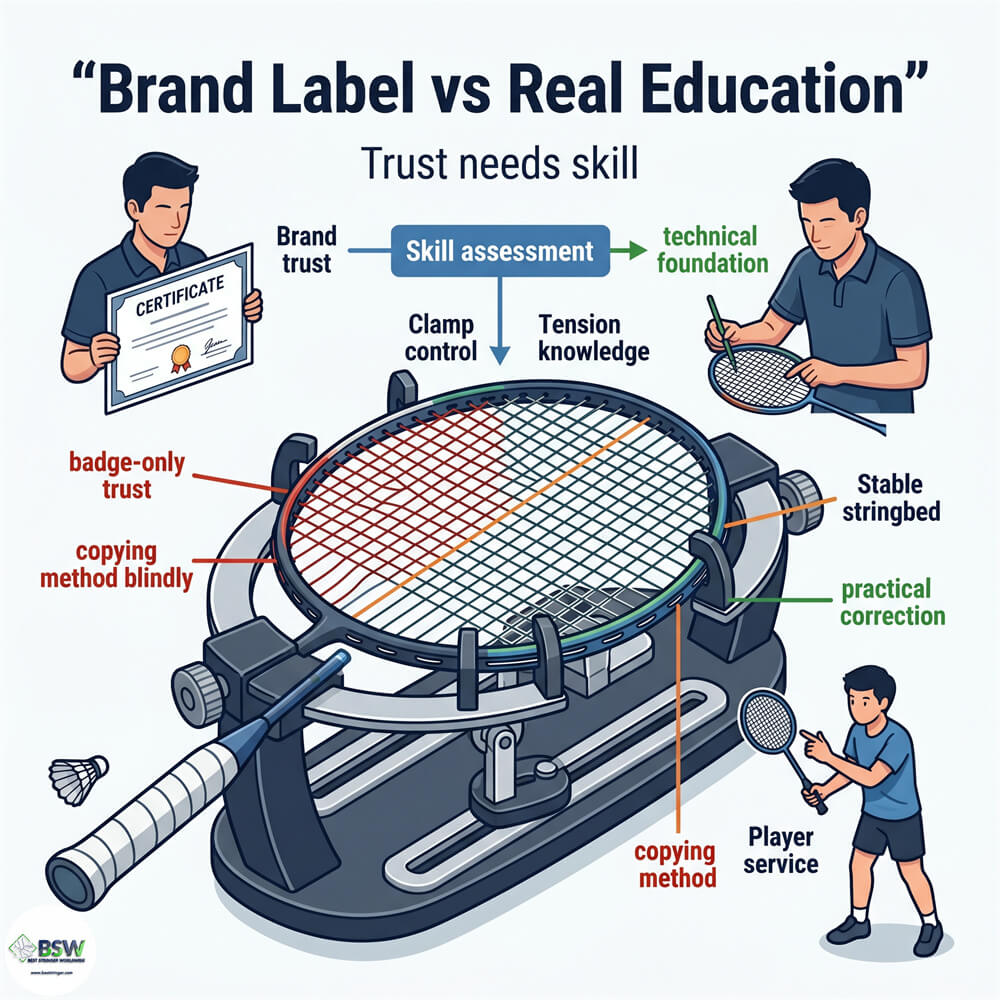Gosen Haribito Certified Stringer vs BSW badminton stringing certification comparison