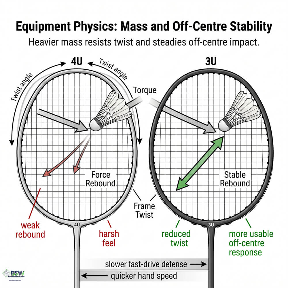Heavier badminton racquet sweet spot education diagram