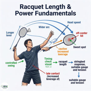 Raquettes de badminton plus longues et vitesse de swing plus élevée pour plus de puissance