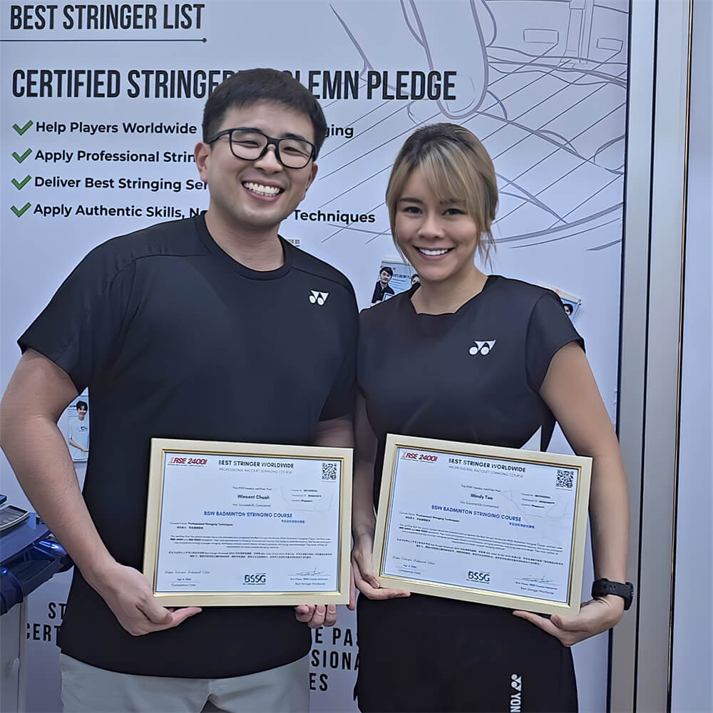 Mindy Teo working with different racquet types at BSW course Mindy Teo working with different racquet types at BSW course