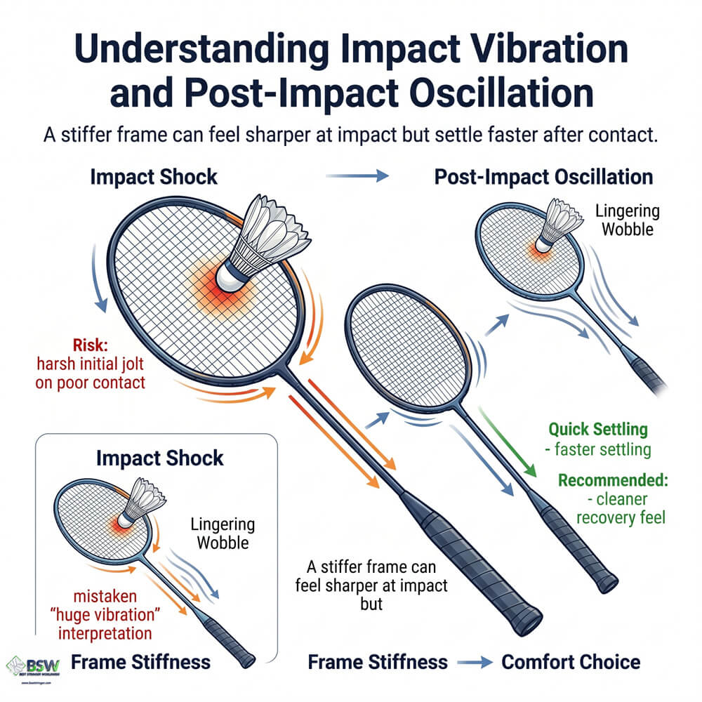 Stiff badminton racquet vibration and oscillation education diagram