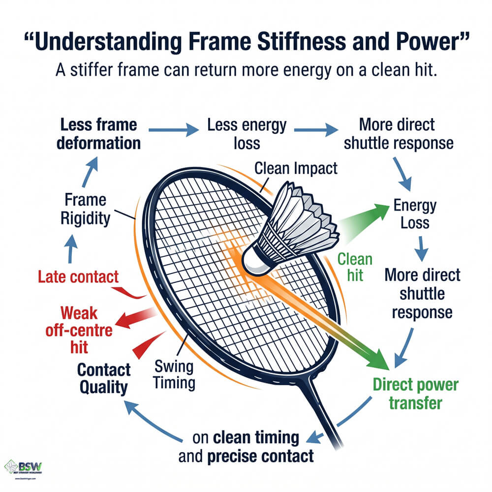 Stiffer badminton racquet frame power education diagram