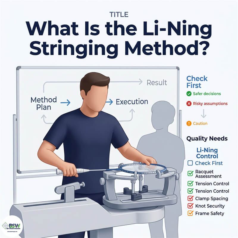 Li-Ning ராக்கெட் ஸ்ட்ரிங்கிங் முறை வழிகாட்டி மற்றும் ஸ்ட்ரிங் படுக்கை தோற்றம்