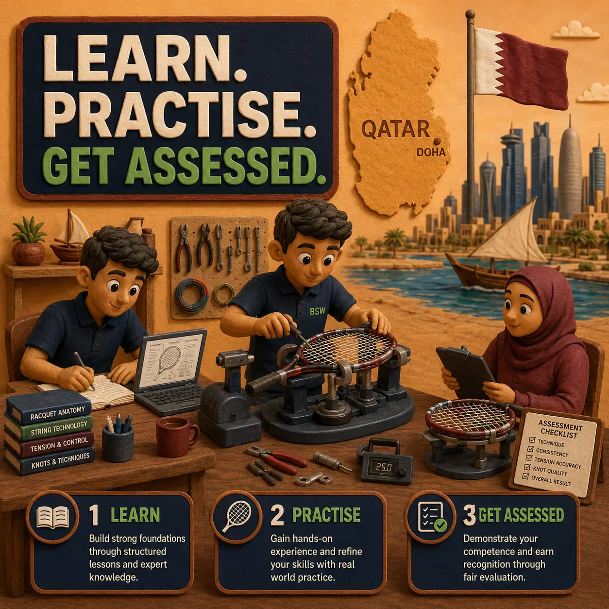Professional records and certification preparation module Badminton stringing learning and certification assessment pathway
