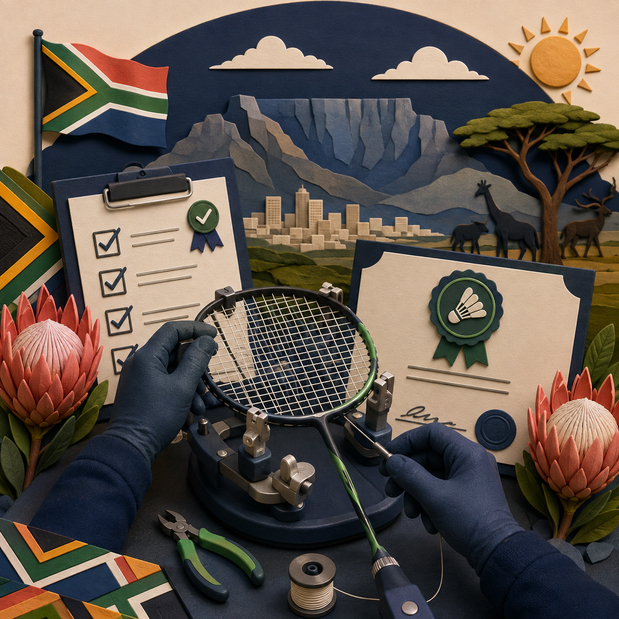 බැඩ්මින්ටන් ස්ට්රින්ගර්වරුන් සඳහා ප්රායෝගික පුහුණුවක් සහිත Best Stringer දකුණු අප්රිකාව සහතිකපත්ර වැඩමුළුව. බැඩ්මින්ටන් ස්ට්රින්ගර්වරුන් සඳහා ප්රායෝගික පුහුණුවක් සහිත Best Stringer දකුණු අප්රිකාව සහතිකපත්ර වැඩමුළුව.